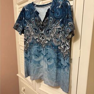Blue Paisley Short Sleeve Top